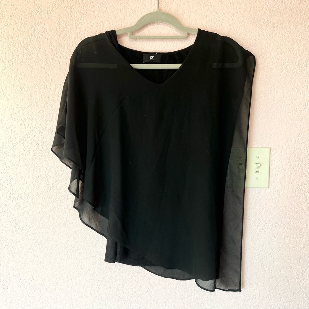 Vintage 90s Y2K black witchy goth sheer asymmetrical top